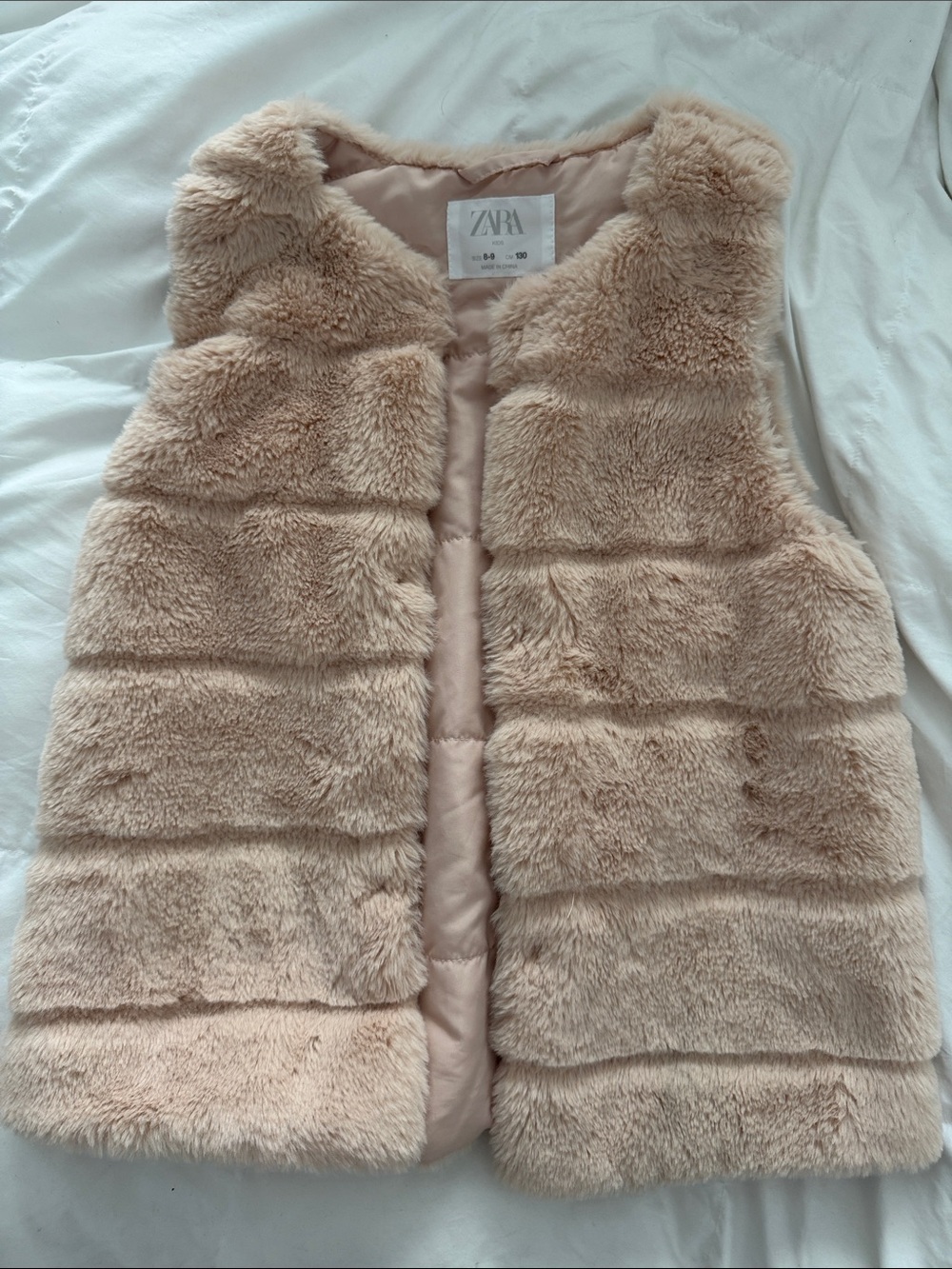 Zara Light Beige Faux Fur Vest for Kids
